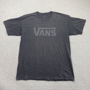 Y2K Vans Mens T-shirt Charcoal Gray Logo Spell Out Graphic Tee Skater Surf Read